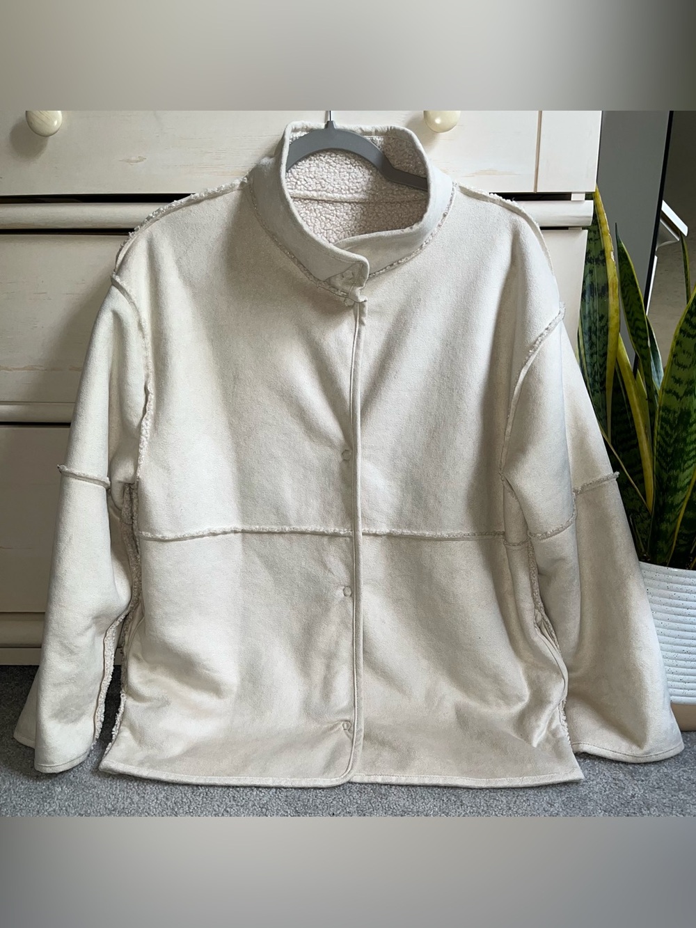 NWOT Tommy Bahama Reversible Faux Shearling Coat S-Oversized - Picture 2 of 6